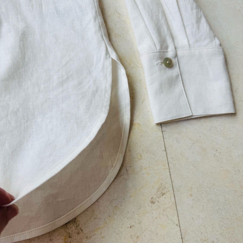Vince Classic White linen blend Button-Up Shirt size M - Picture 14 of 16
